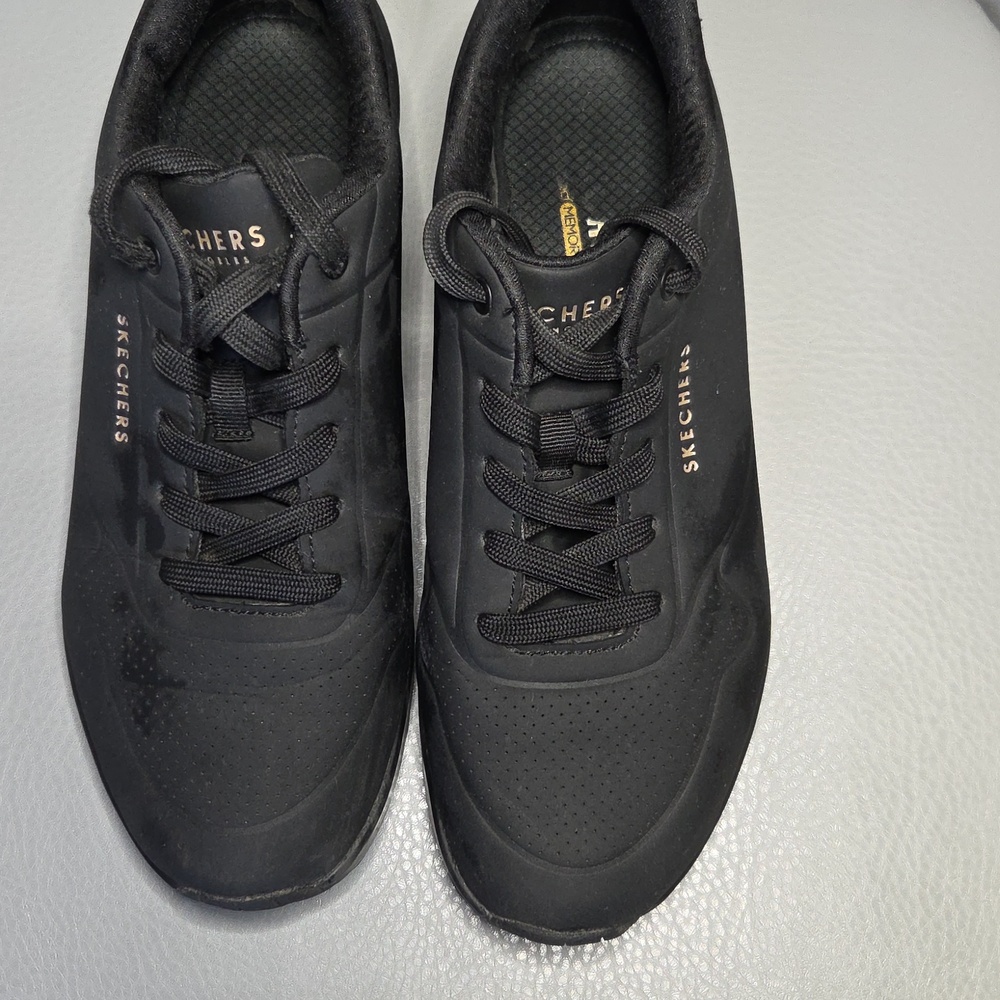 Skechers Womans Black Lace-Up Sneakers